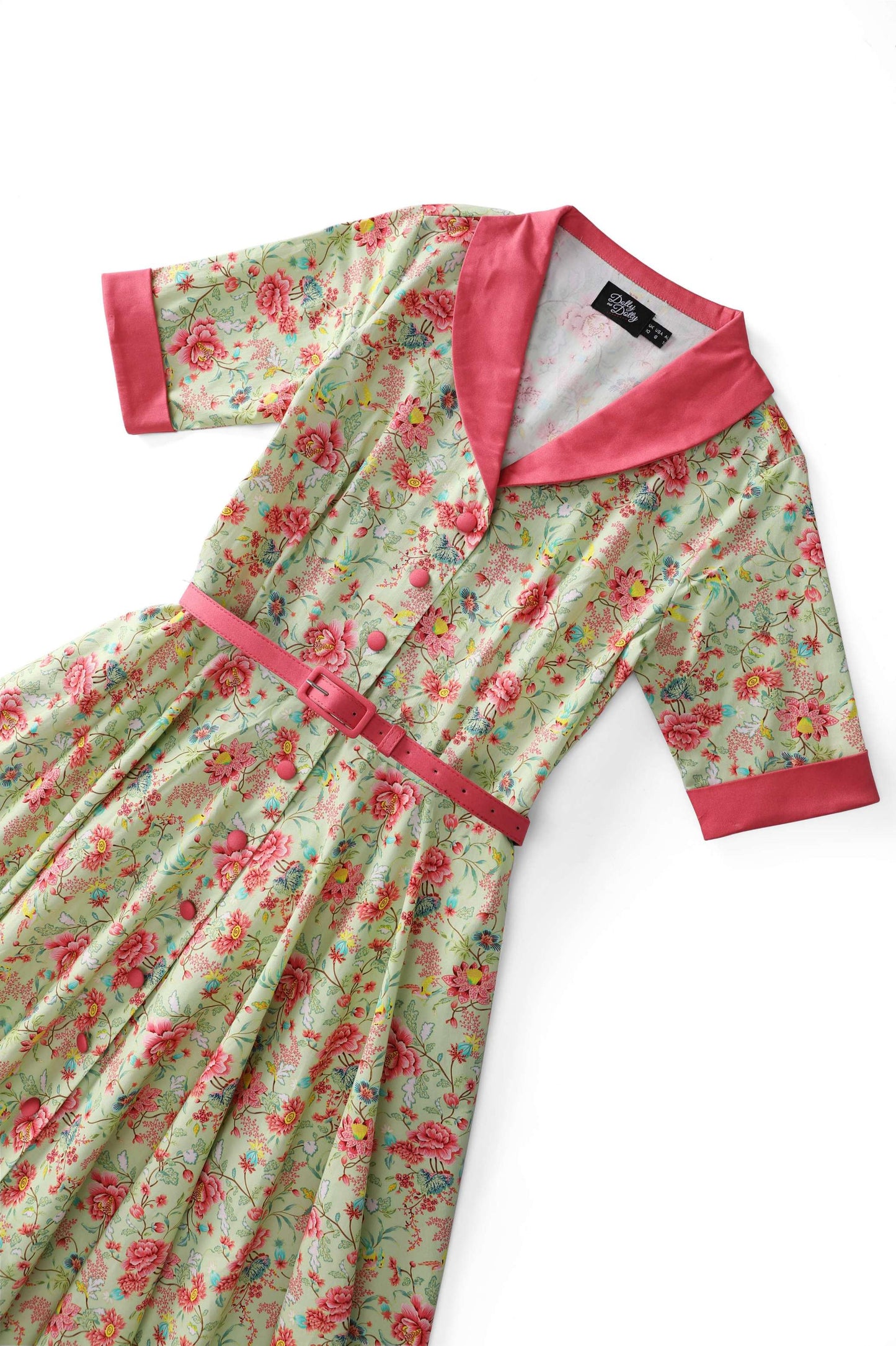 Mollie Peony Full Circle Shirt Dress In Tea Green