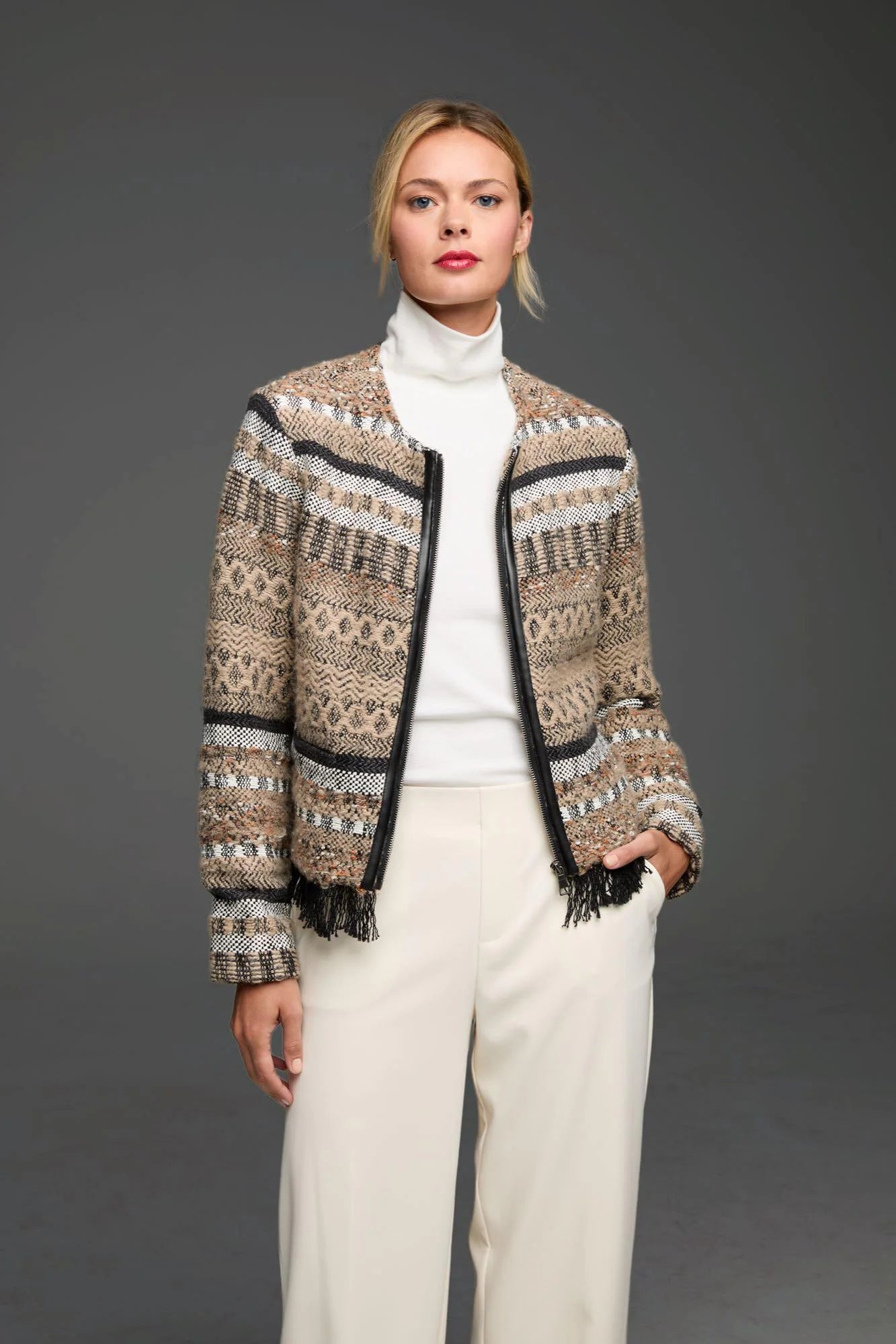 Gold Label Knit Weaving Trimmed Jacket