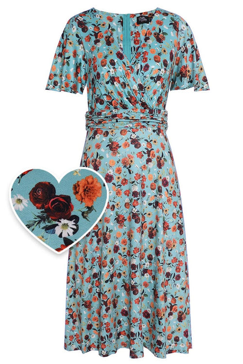 Donna Light Blue Carnation Tea Dress