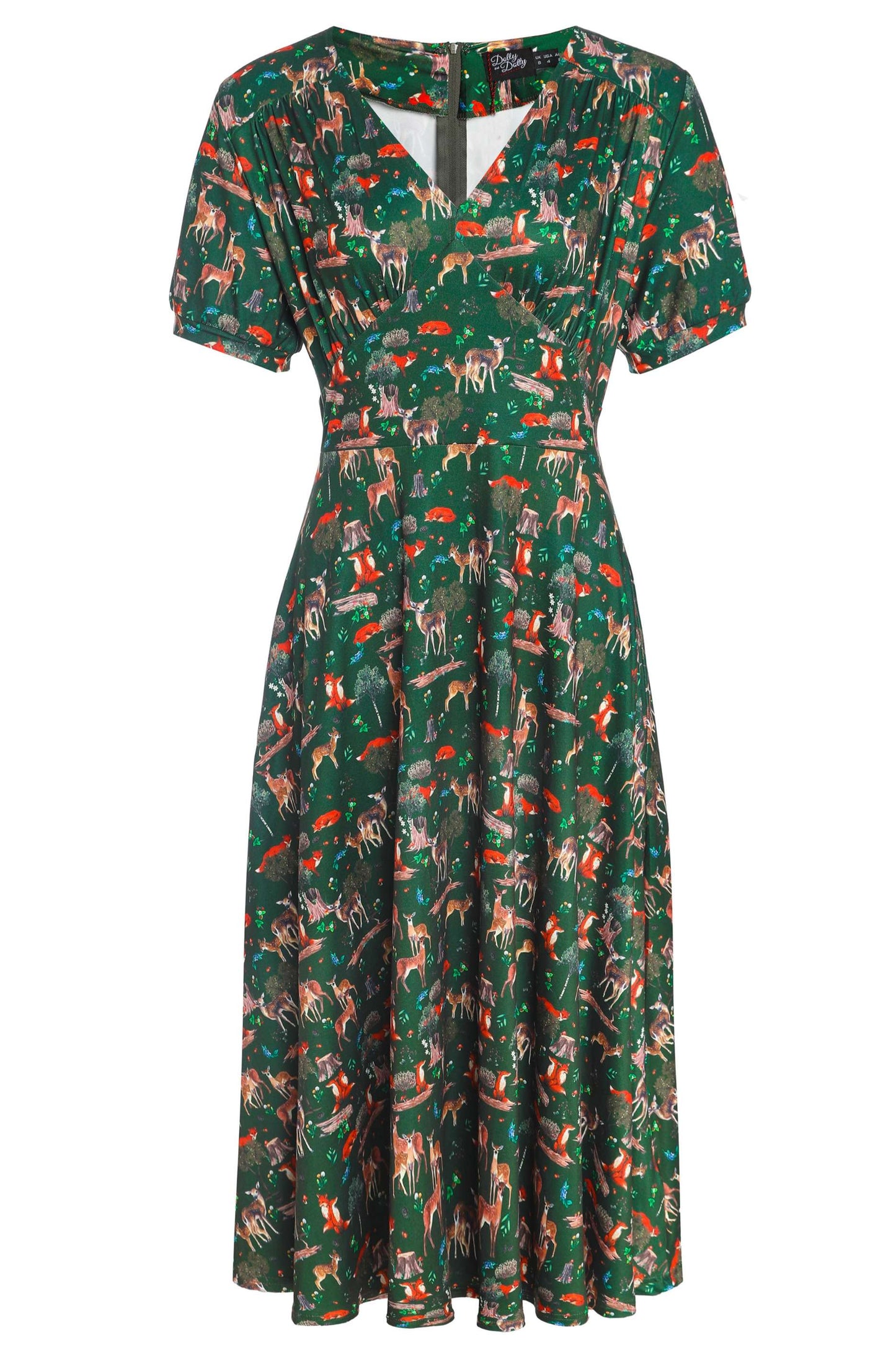Julia Dark Green Woodland Sleeved Dress