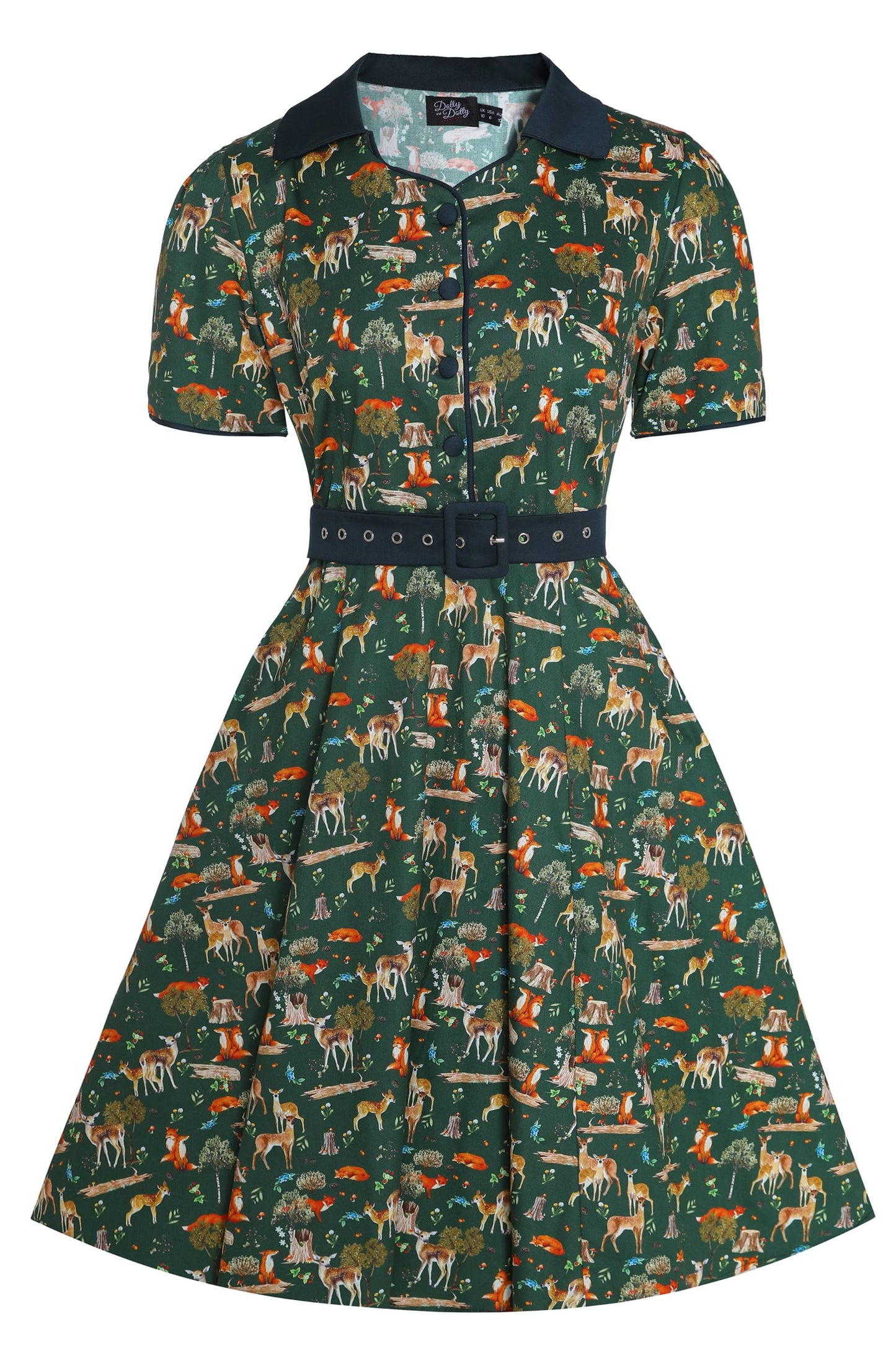 Penelope Dark Green Woodland Shirt Dress
