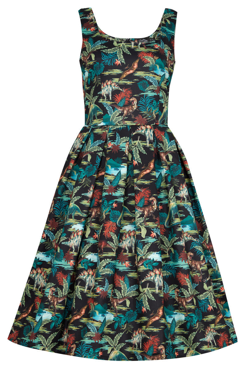 Amanda Black Forest Dinosaur Swing Dress