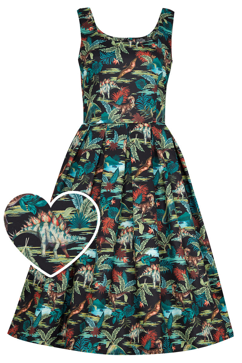 Amanda Black Forest Dinosaur Swing Dress