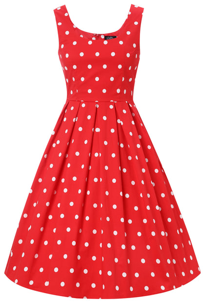 Amanda Polka Dot Swing Dress In Red & White