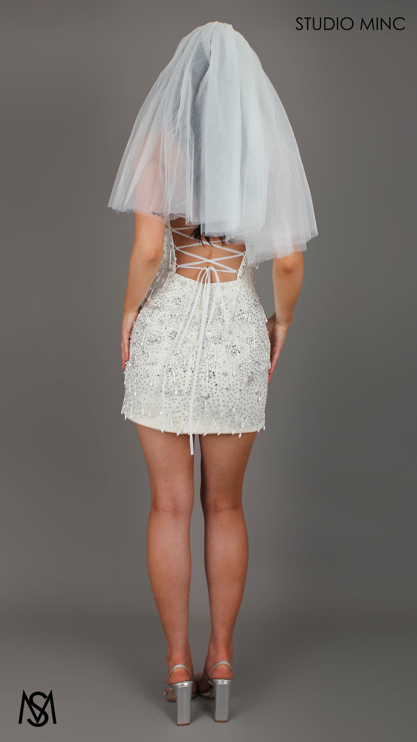 Giselle - Ivory Pearl Bridal Mini Dress | Sparkly Beaded fitted, Pearl Tassel Party Dress