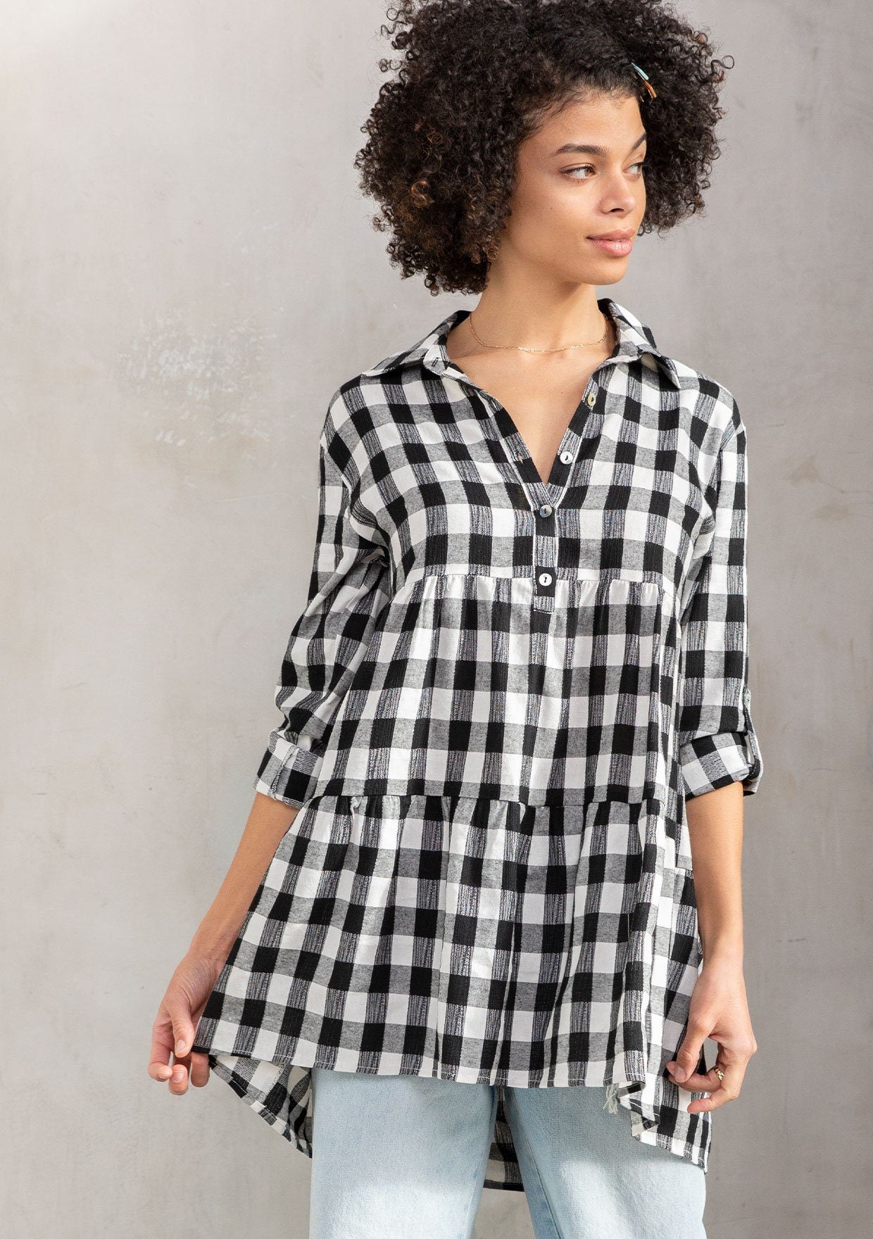 Jules Gingham Tiered Tunic