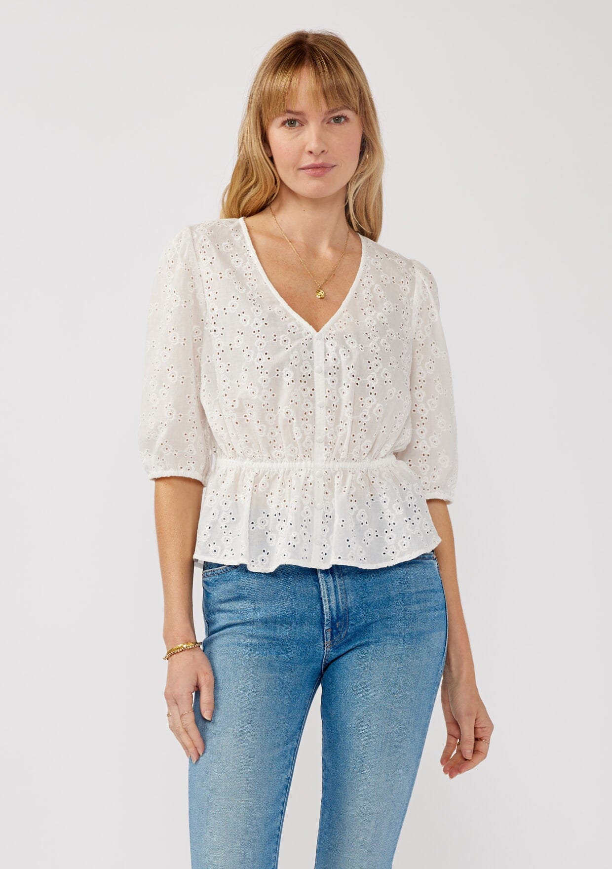 Penny Embroidered Peplum Top