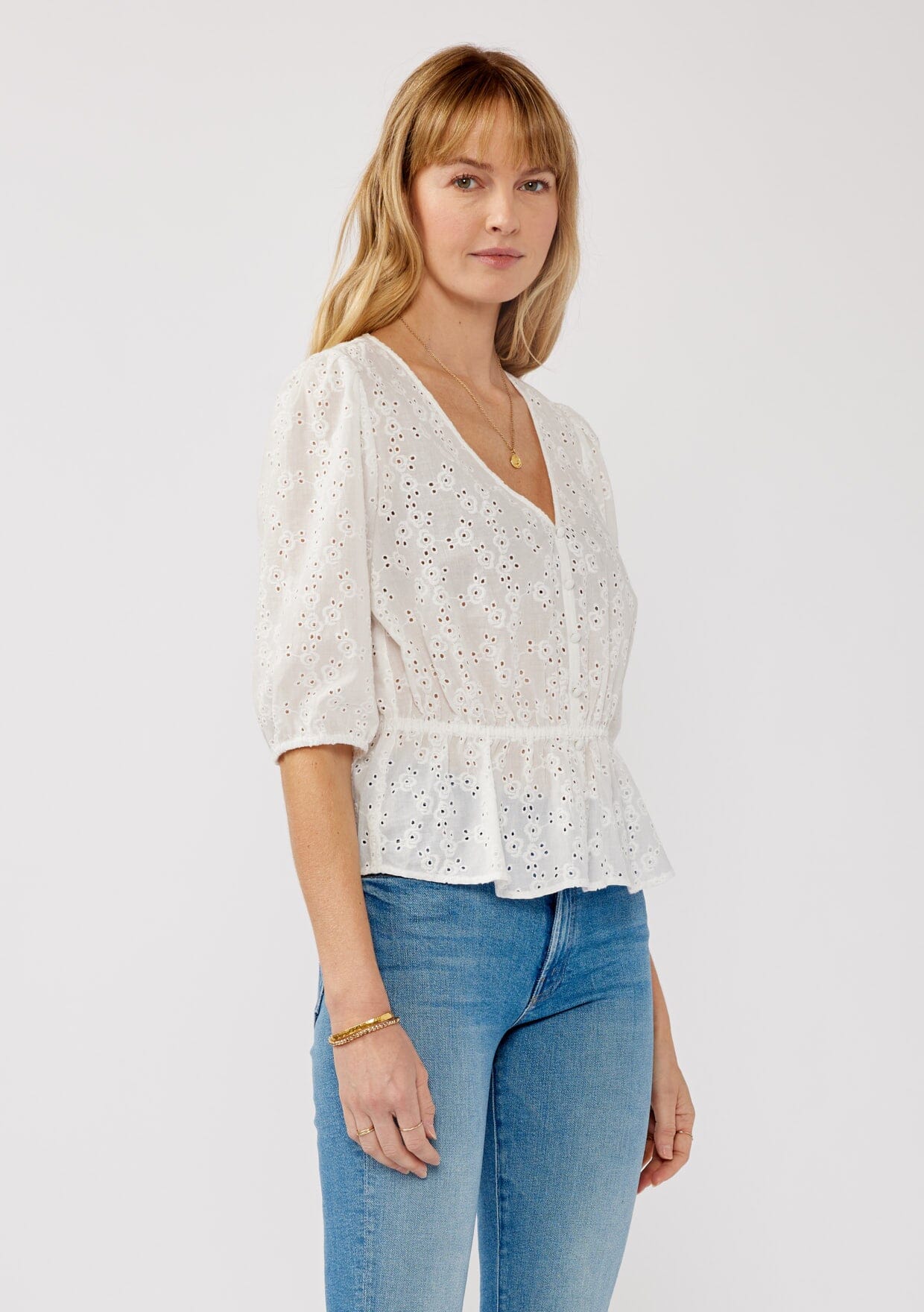 Penny Embroidered Peplum Top