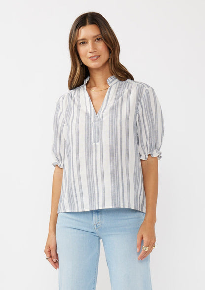 Fiora Striped Puff Sleeve Top