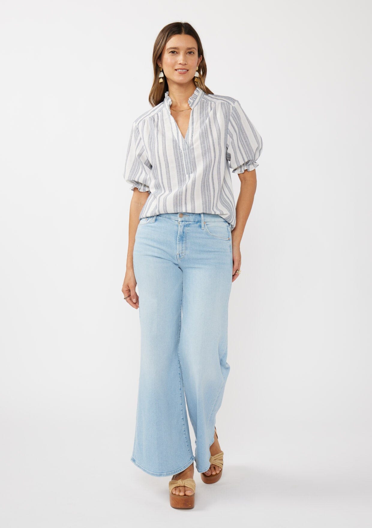 Fiora Striped Puff Sleeve Top
