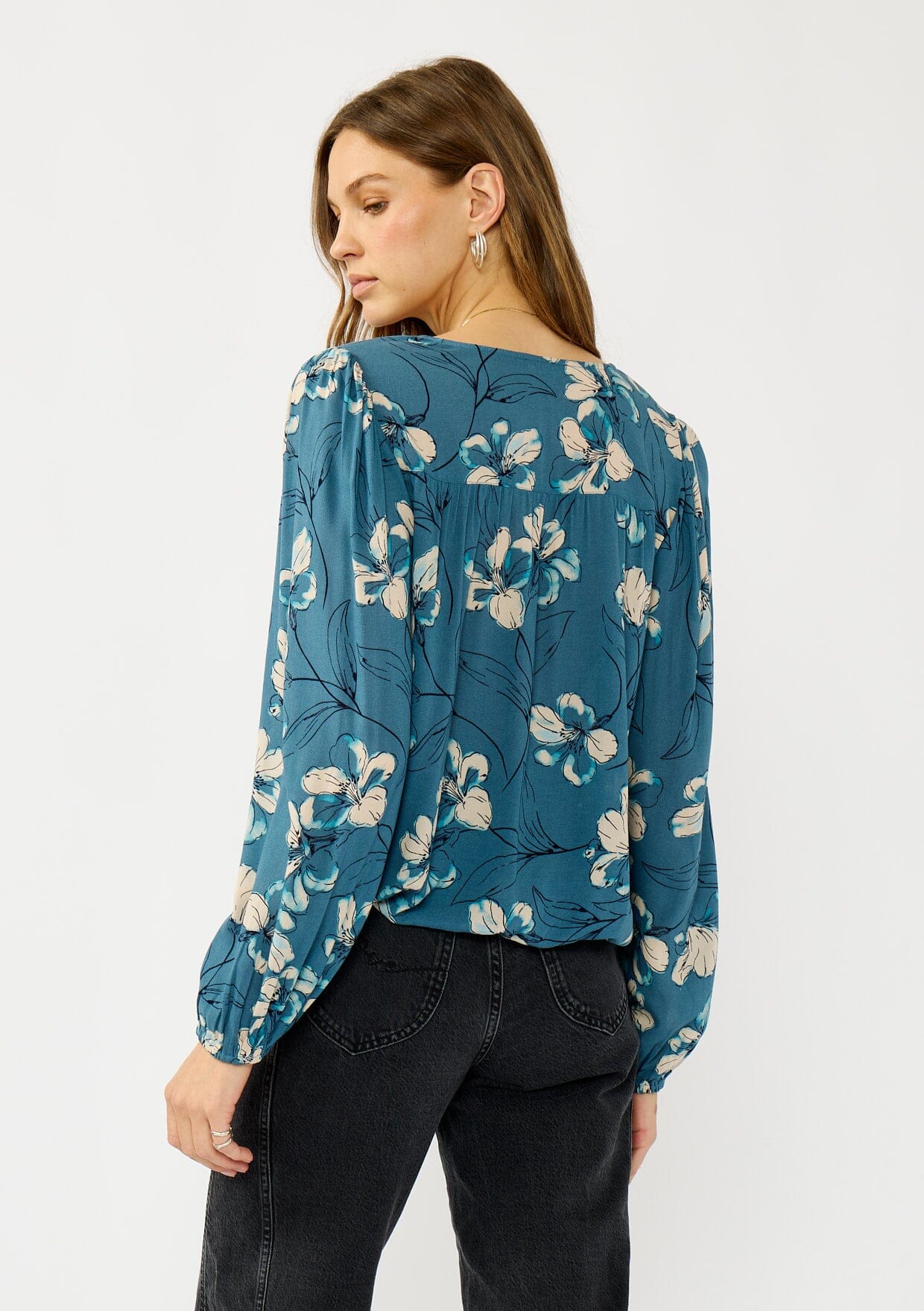 Trailing Blossom Surplice Top