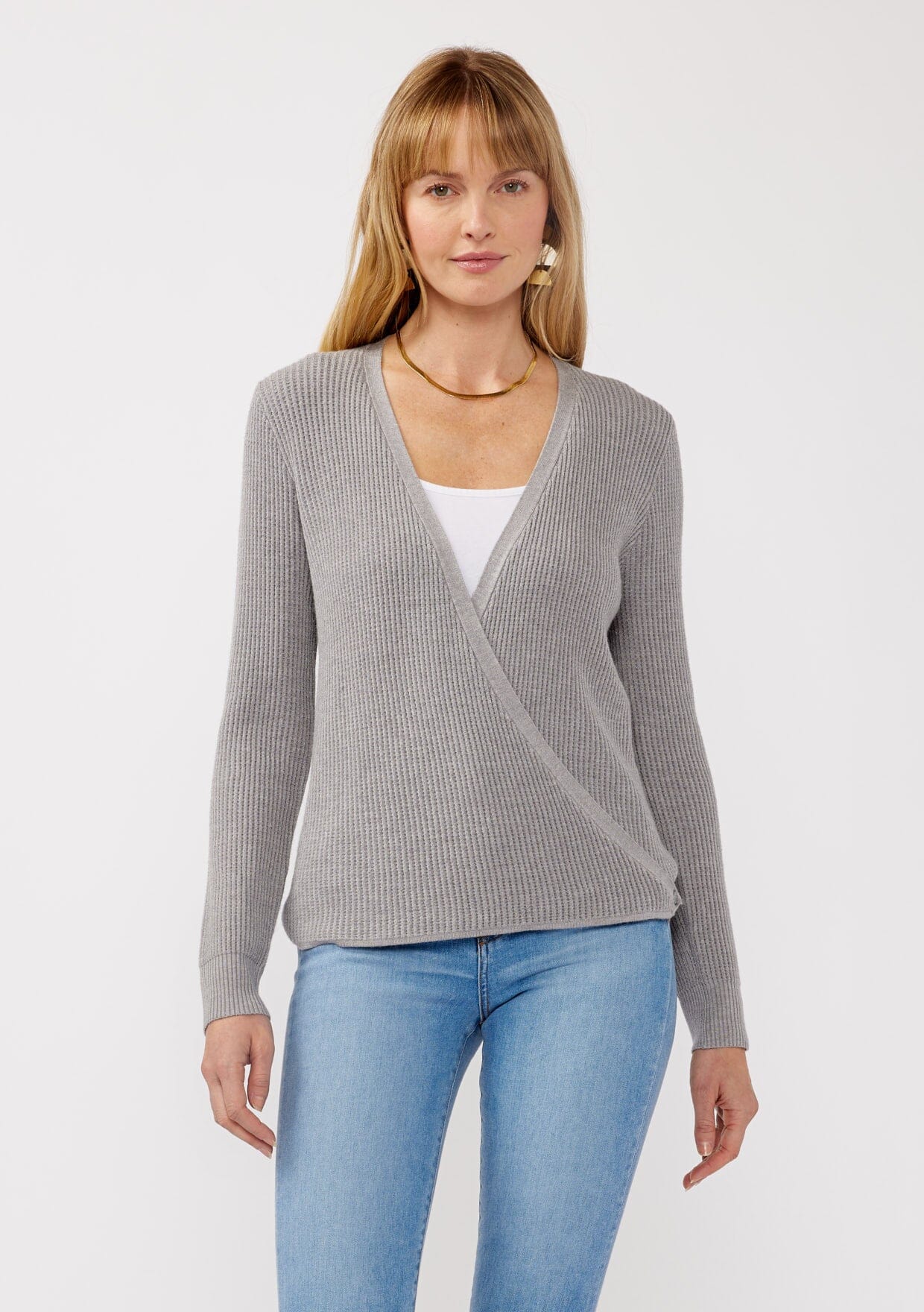 Casey Waffle Knit Wrap Sweater