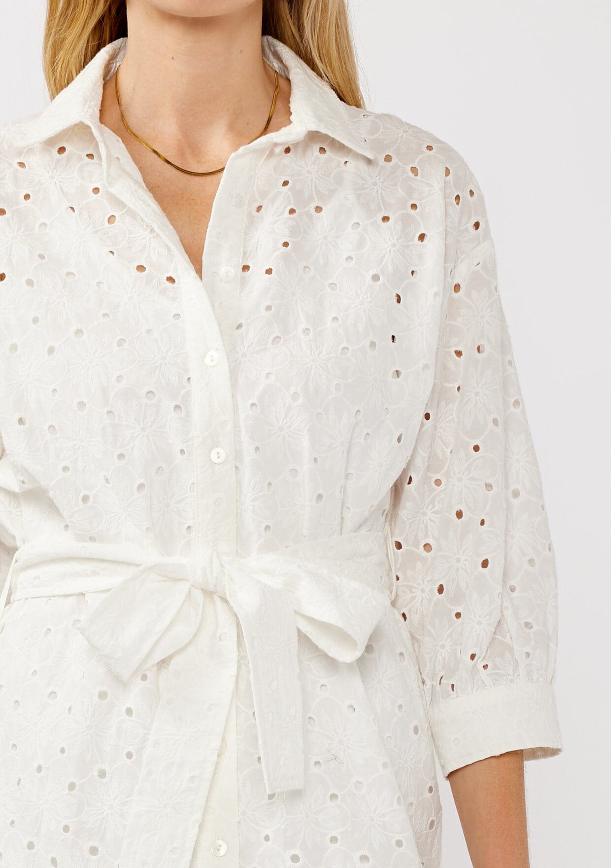 Sonia Eyelet Mini Shirt Dress