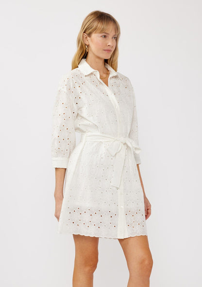Sonia Eyelet Mini Shirt Dress