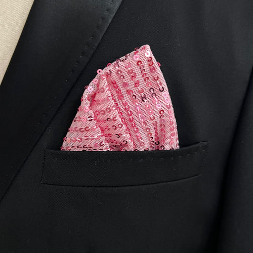 Blush Stripe Sequin Pocket Square