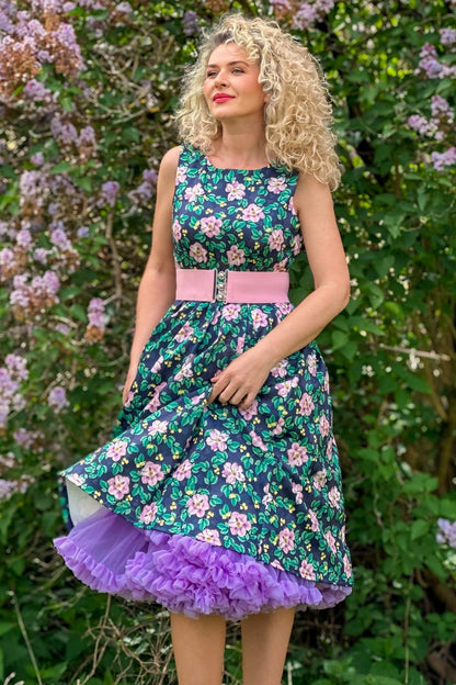 Annie Purple Floral Swing Dress