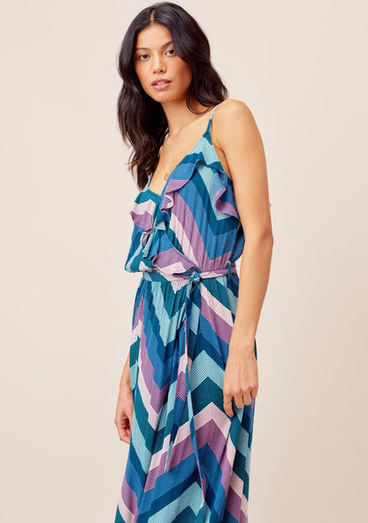 Cecily Color-Pop Ruffle Maxi Dress