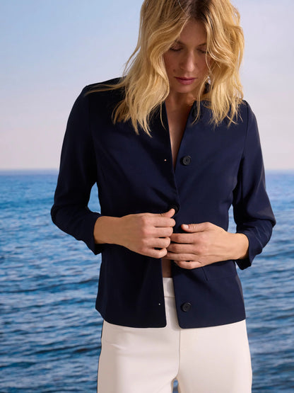 Collarless Sleek Stretch Jacket