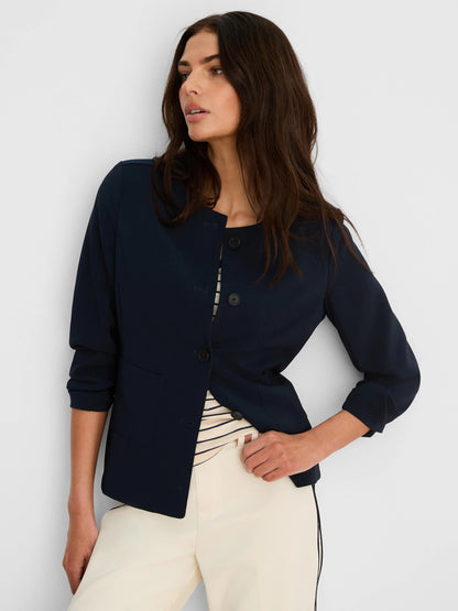Collarless Sleek Stretch Jacket