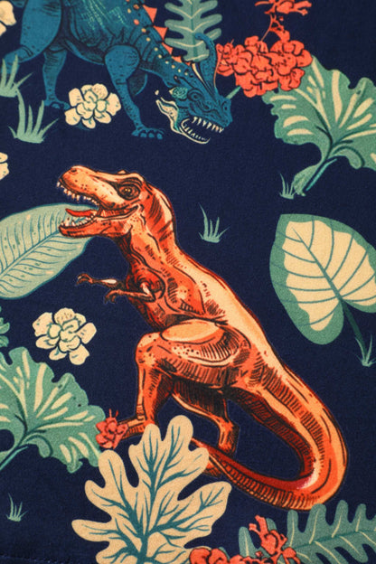Katherine Long Sleeved Dress in Tropical Leaves/Dinosaurs
