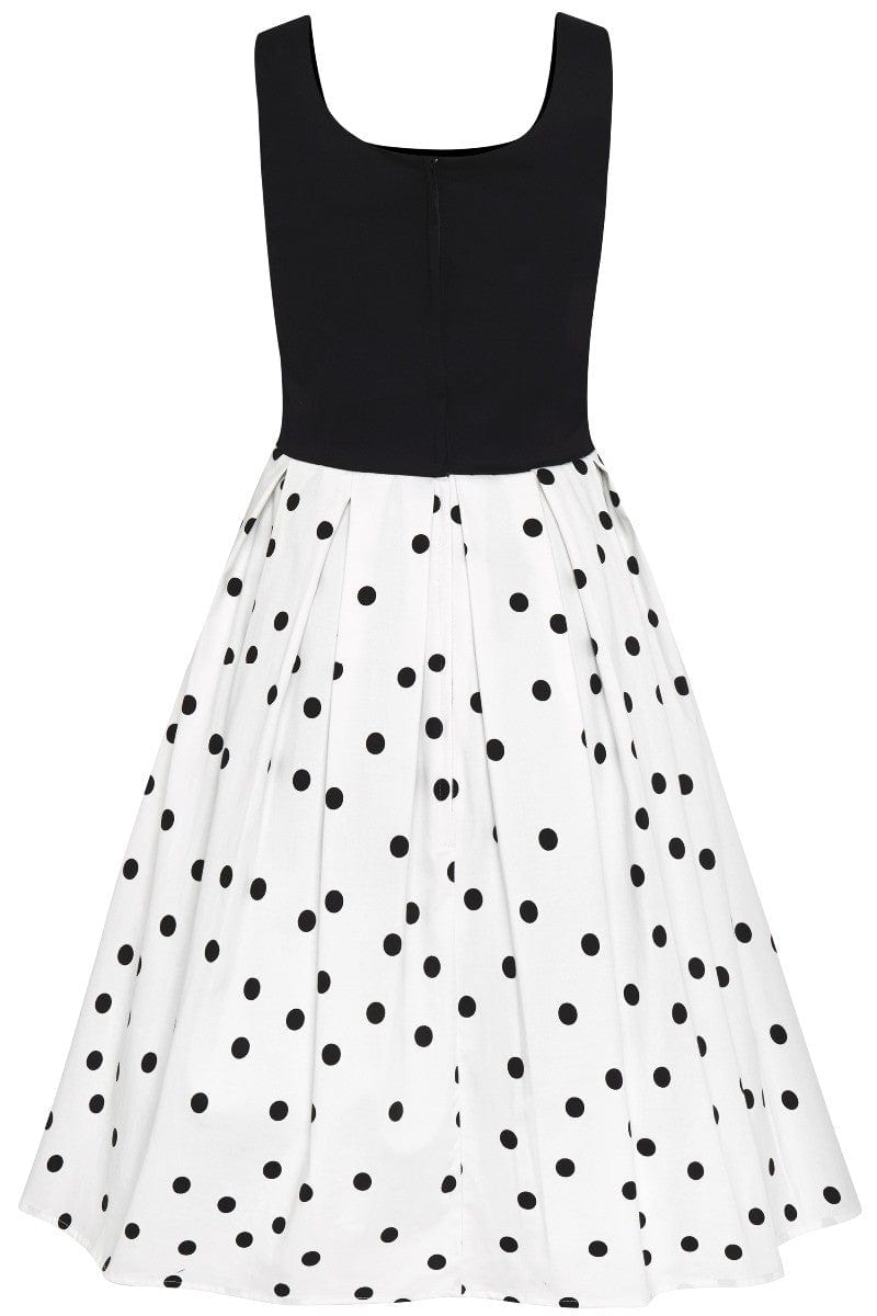 Amanda Rockabilly White & Black Polka Dot Swing Dress
