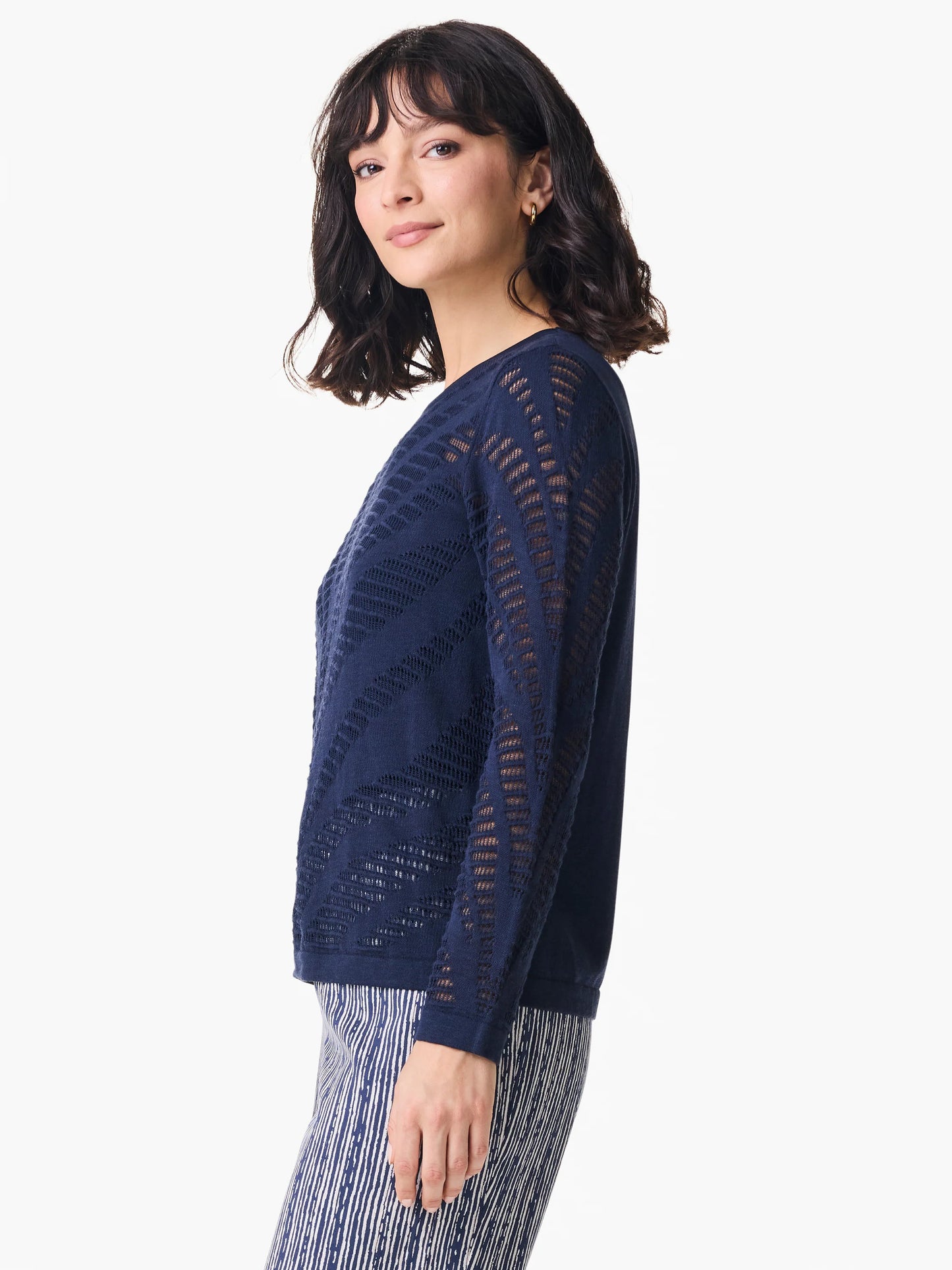 Placed Pointelle Pullover Sweater