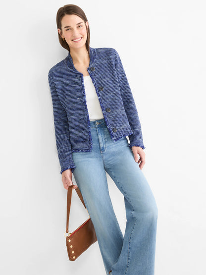 Fringe Knit Bomber Jacket