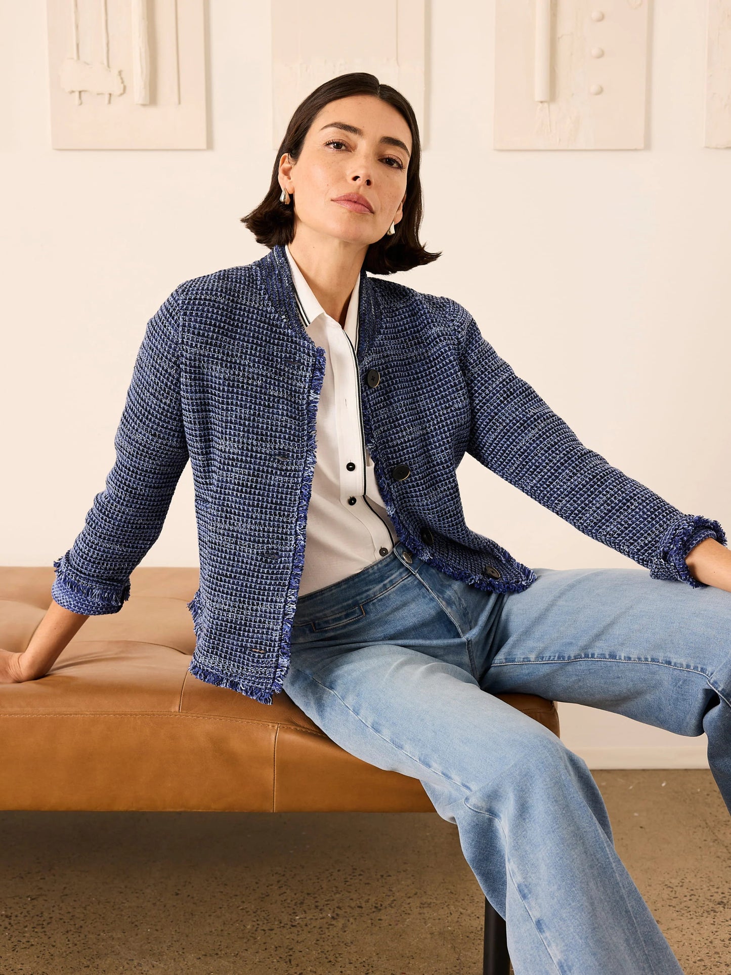 Fringe Knit Bomber Jacket
