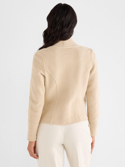 Weave Mix Collarless Knit Jacket