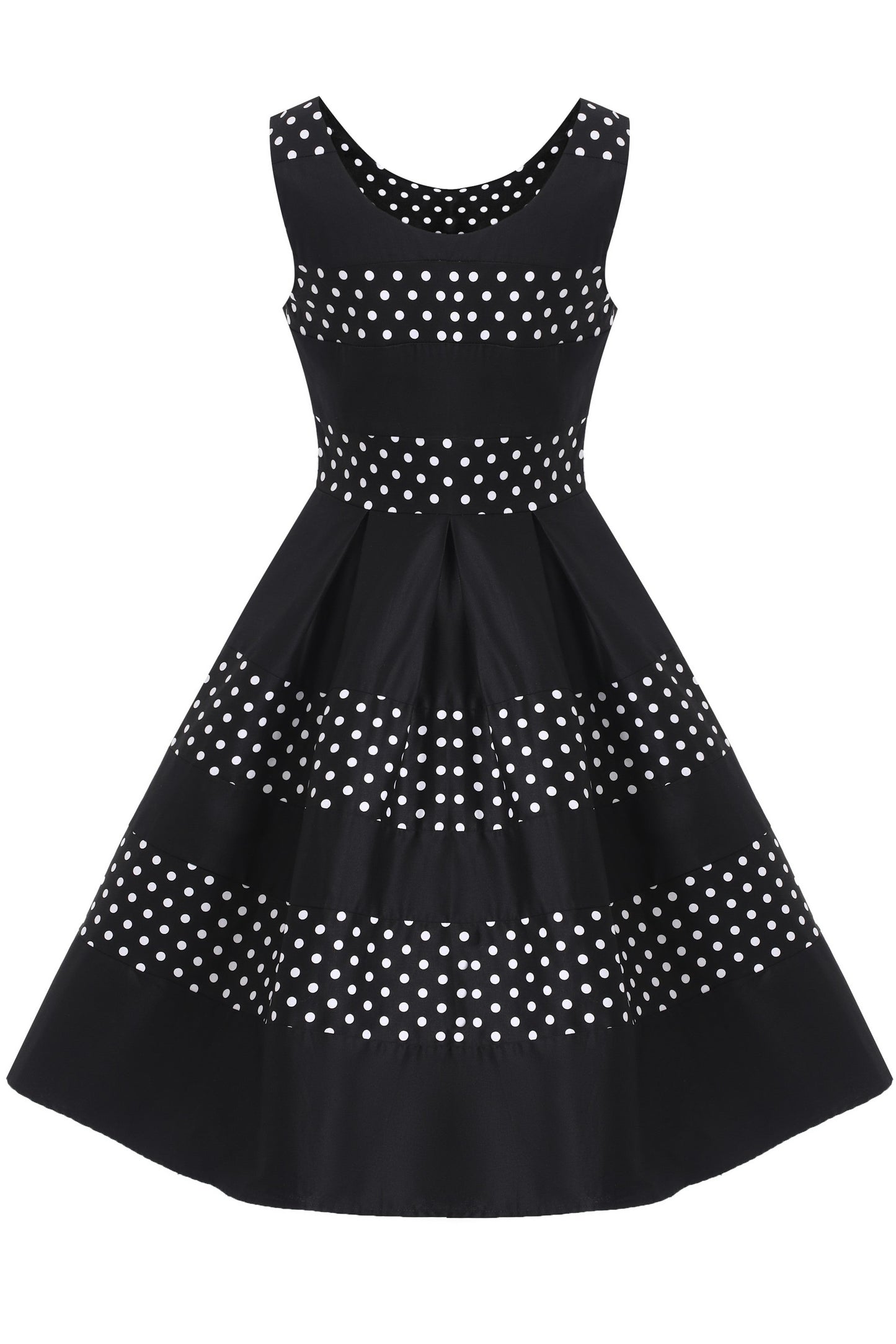Annie Retro Black Polka Dot Panel Swing Dress