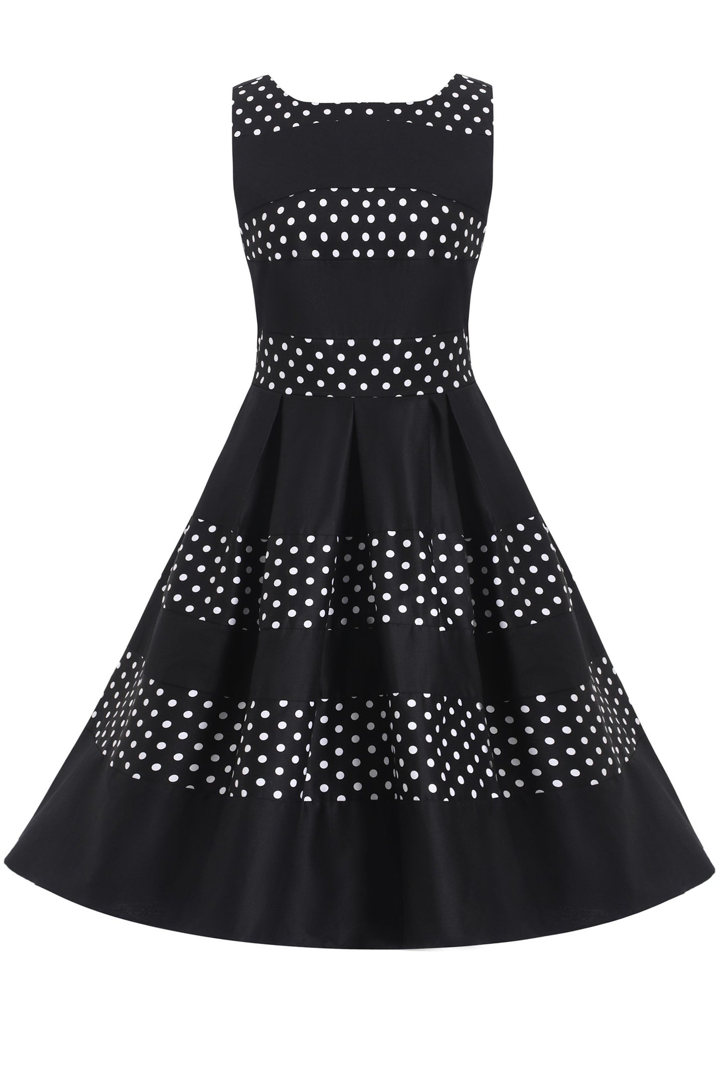 Annie Retro Black Polka Dot Panel Swing Dress