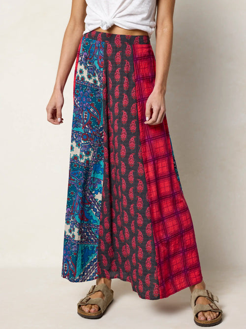 Valentina Maxi Skirt - Teal Mixed Paisley