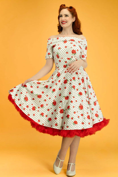 Darlene Retro Heart & Rose Dress