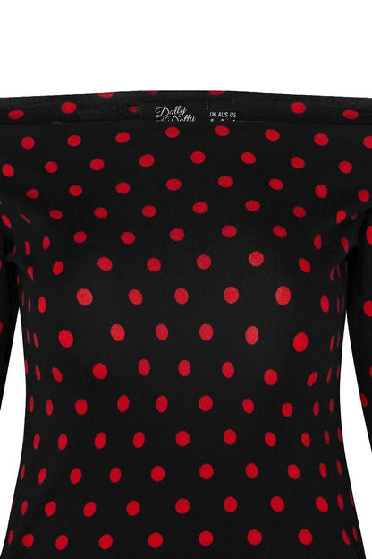 Gloria Black-Red Polka Dot Top