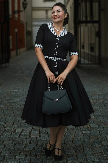 Mollie Black Full Circle Shirt Dress With Gingham
