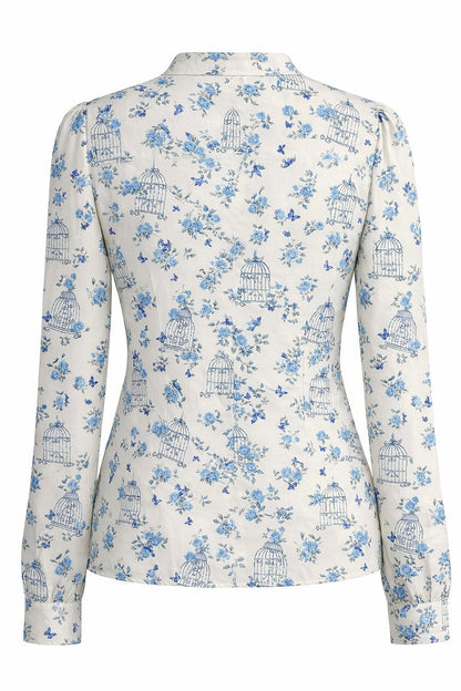 Margaret Vintage Bird Cage Blouse In Cream