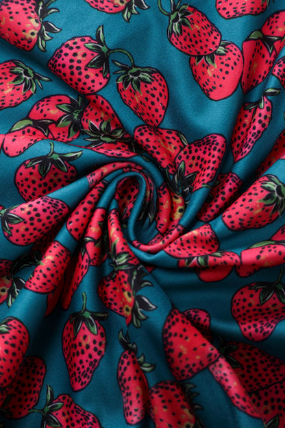 Matilda Strawberry Wrap Dress in Turquoise
