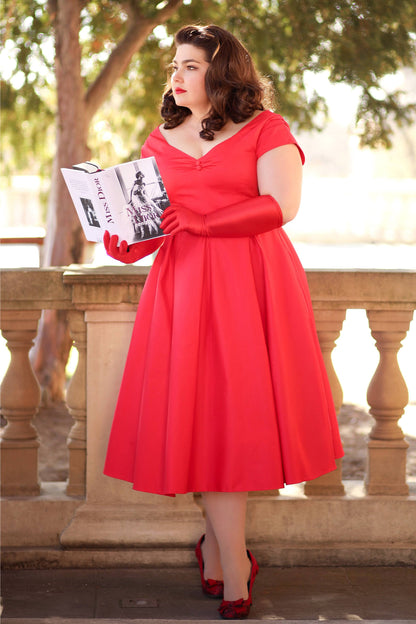 Lily Red Off Shoulder Midi Dress