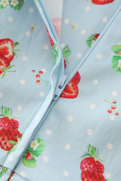 Ophelia Light Blue Strawberry Midi Dress