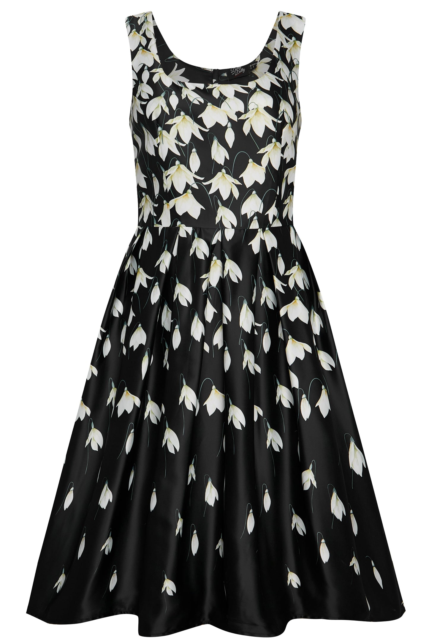 Gorgeous Amanda 50s Inspired Black Swing Dress & Snowdrops