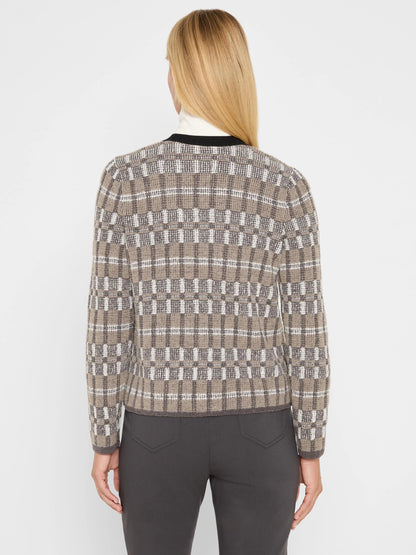 Grid Mix Sweater Cardigan