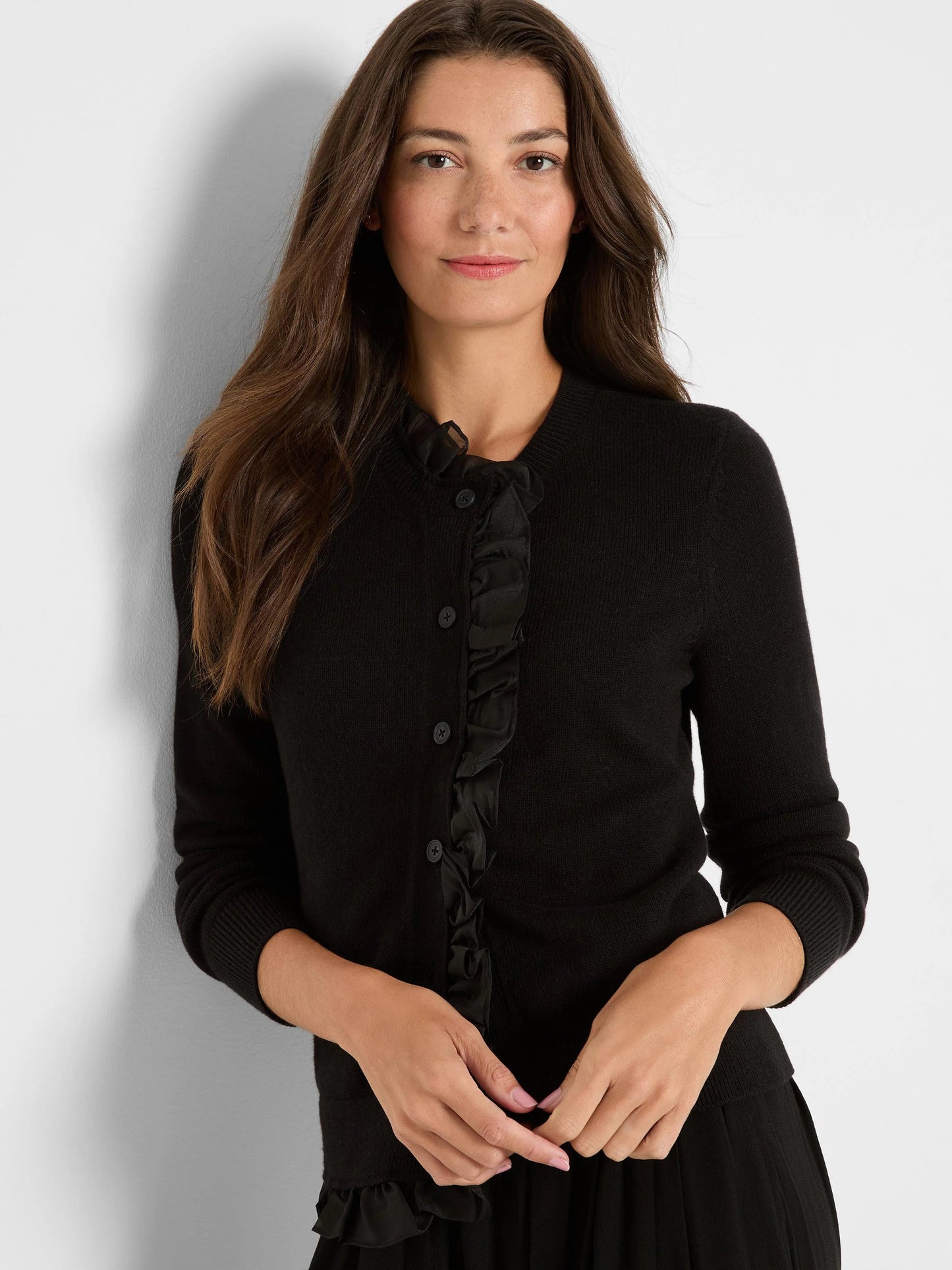 Mixed Media Ruffle Cardigan