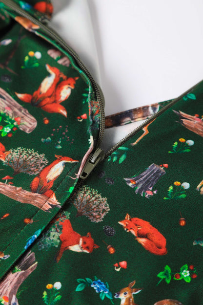 Julia Dark Green Woodland Sleeved Dress