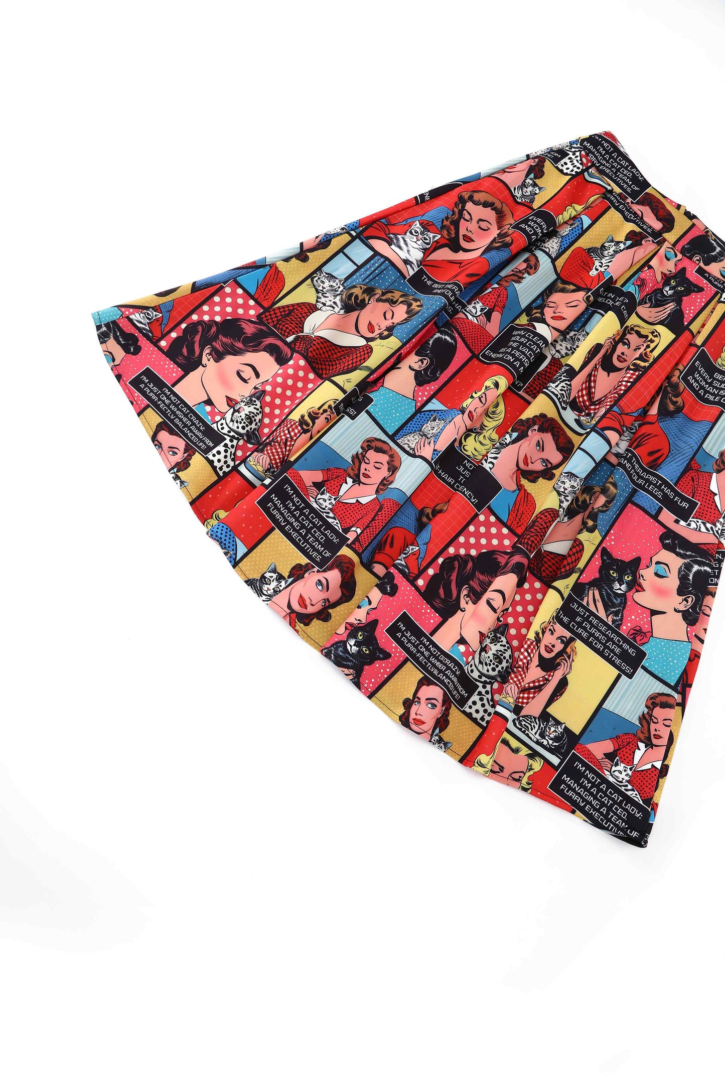 Aisley Cat Lover Comic Book Midi Skirt
