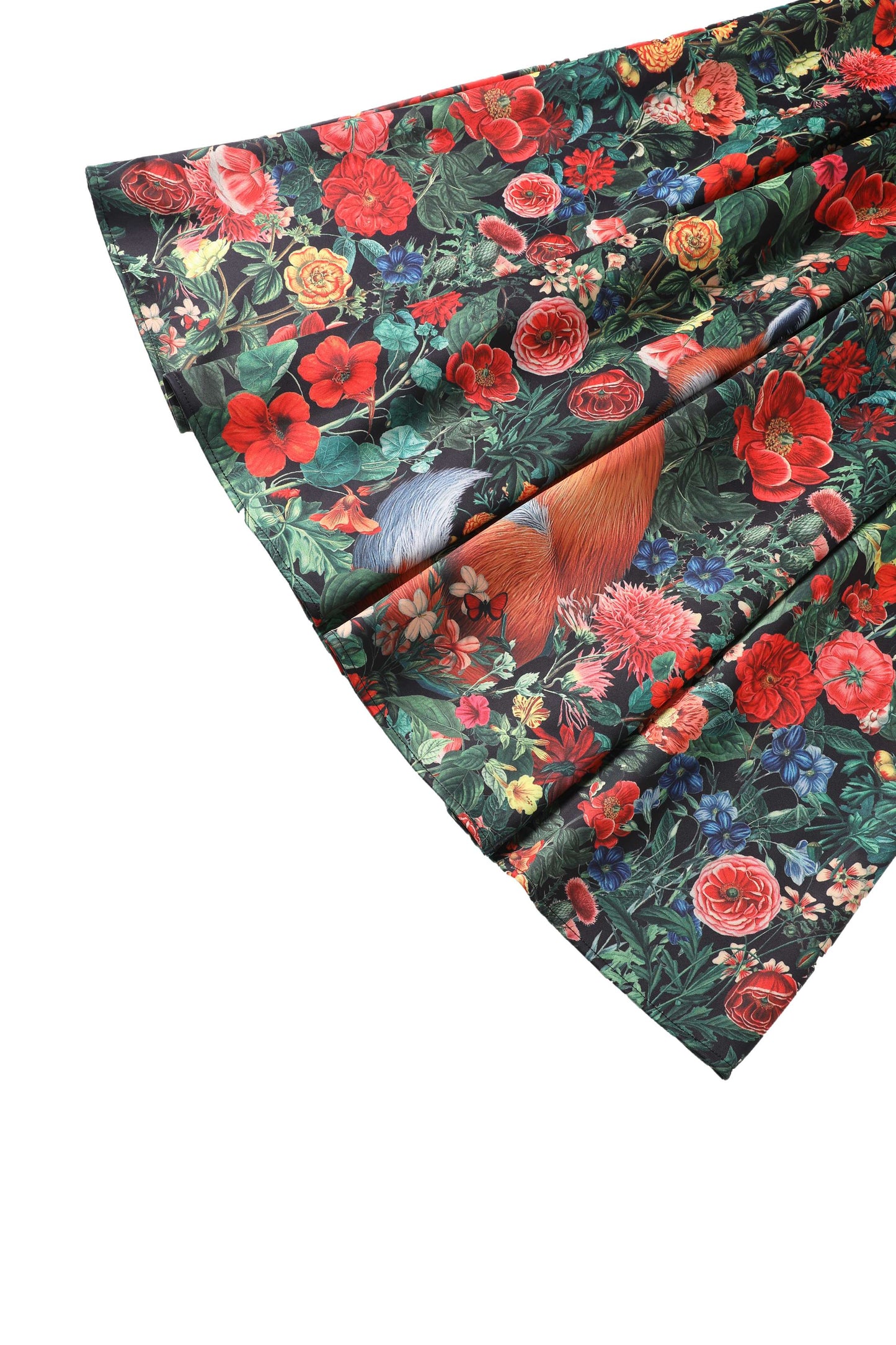 Aisley Forest Fox Floral Midi Skirt