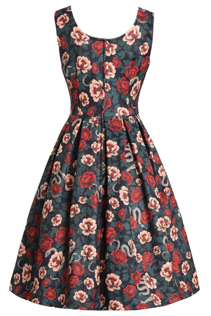 Amanda Rockabilly Rose & Snake Print Dress