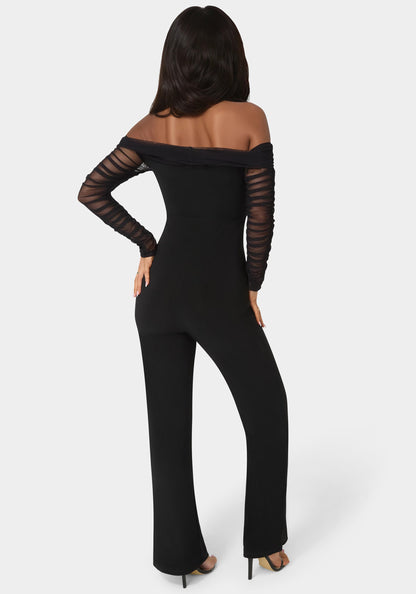 Off Shoulder Ruched Jumpsuit