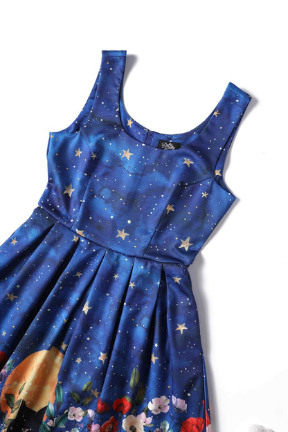 Amanda Black Cat Midnight Garden Swing Dress