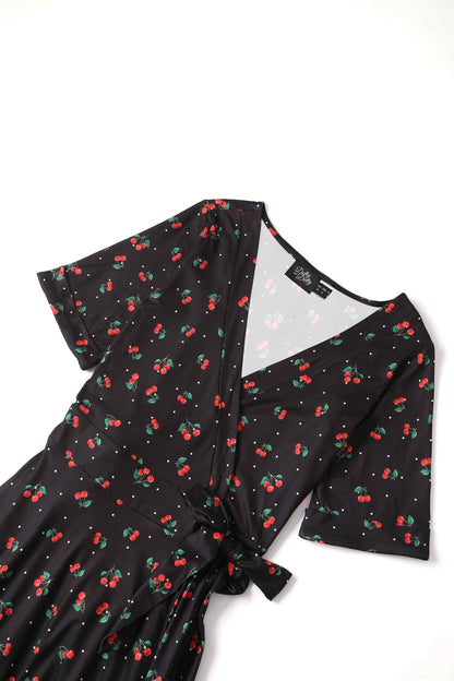Matilda Black Cherry Wrap Dress