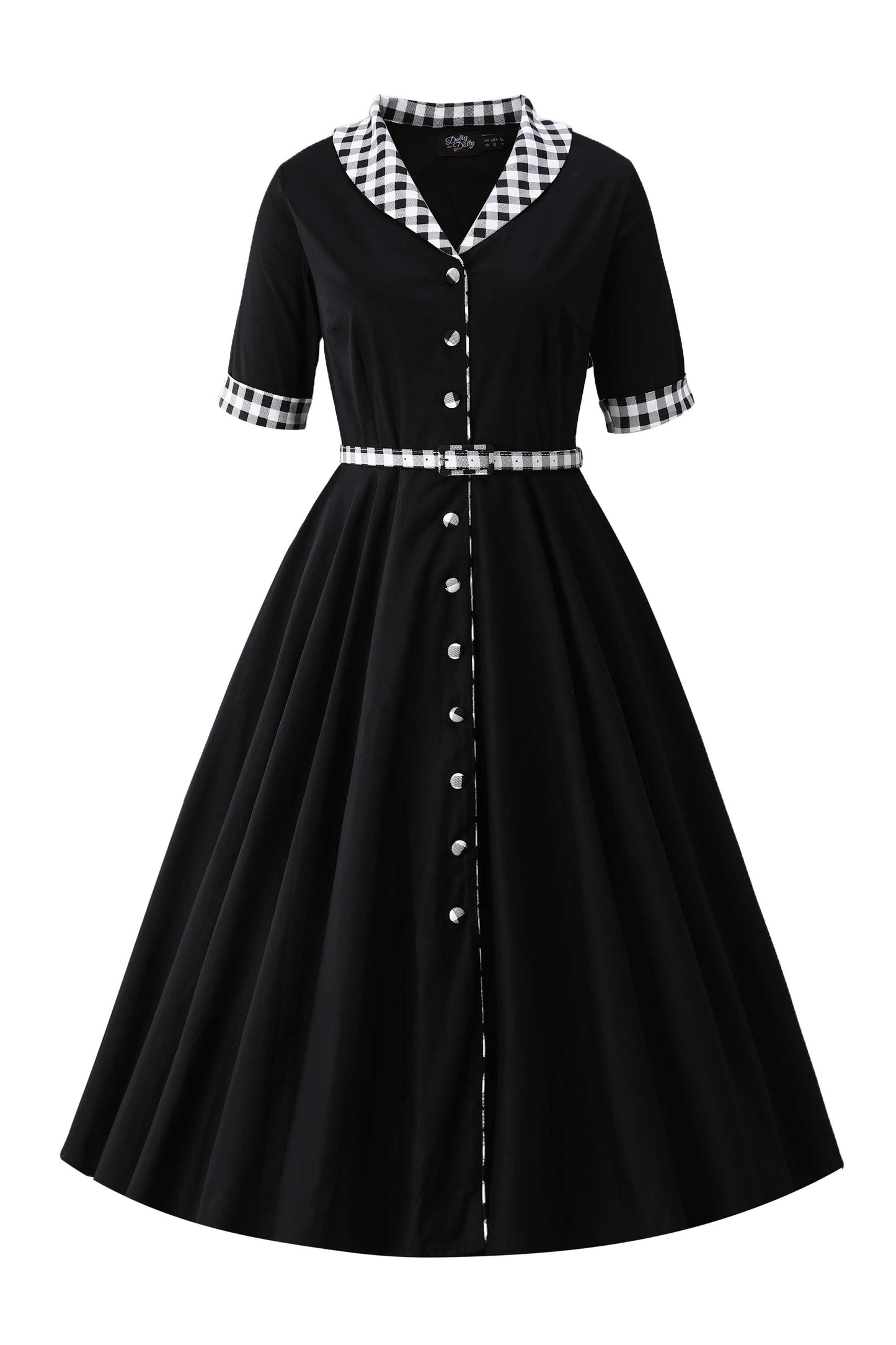 Mollie Black Full Circle Shirt Dress With Gingham